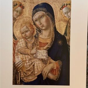 Religious Art Print with Blue and Gold Tones